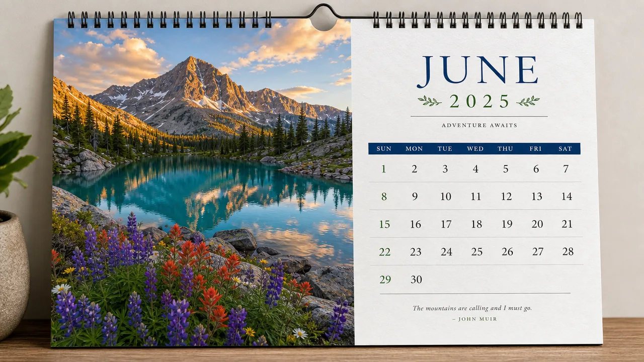 Printed wall calendar