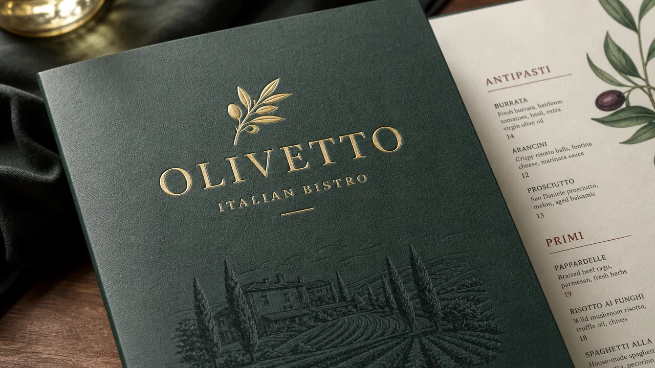 High-end printed restaurant menu with a premium finish